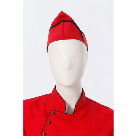 Aşçı Kayık Kep (Siyah-Kırmızı Biyeli)