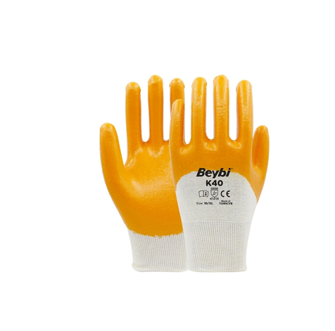 TKS 109 Beybi K40 Nitril Kaplı Pamuk ve Polyester Örgü İş Eldiveni