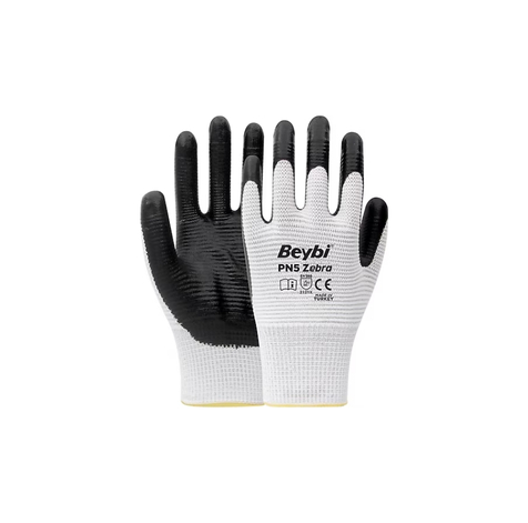 TKS 136 Beybi PN5 Zebra Polyester Örme Nitril İş Eldiveni