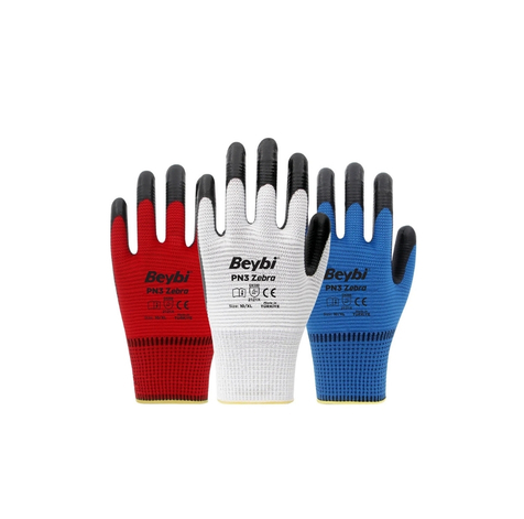 TKS 139 Beybi PN3 Zebra Polyester Örme Nitril İş Eldiveni