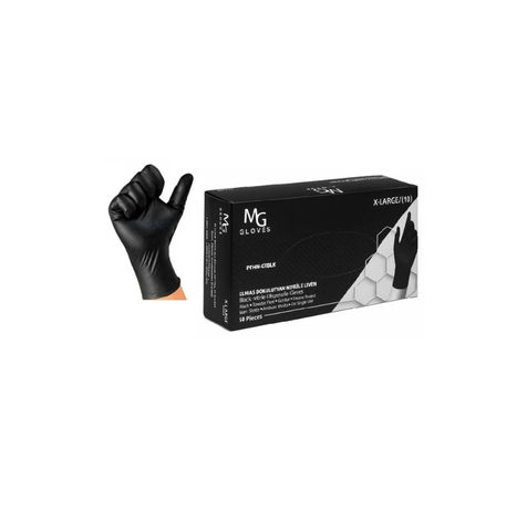 TKS 203 MG Gloves Elmas Dokulu Ağır Hizmet Siyah Nitril Eldiven