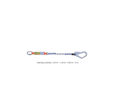 TKS 252 Karam KA 388 Şok Emici Karabinalı Büyük Kancalı Statik Halatlı Lanyard