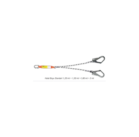 TKS 254 Karam KA 341 Şok Emici Çift Kollu Statik Halatlı Karabinalı Büyük Kancalı Lanyard