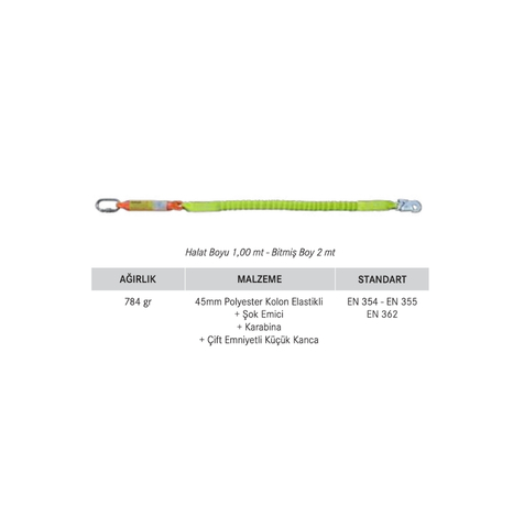 TKS 271 Karam KA 397 Şok Emici Karabinalı Küçük Kancalı Elastik Lanyard