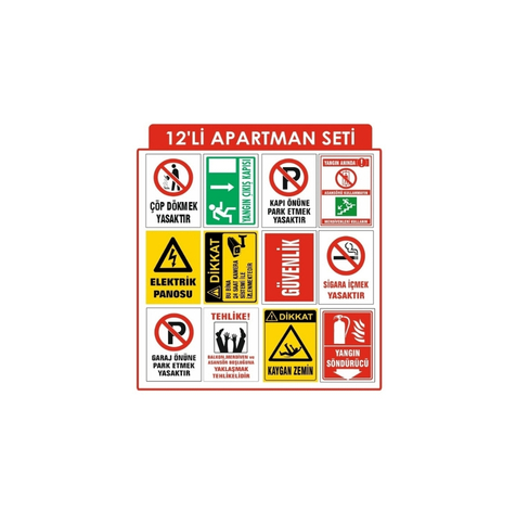 TKS 282 12'li Apartman Uyarı Levhaları Seti