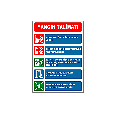 TKS 368 Yangın Talimatı Levhası (Türkçe - İngilizce)
