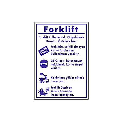 TKS 372 Forklift Güvenlik Talimatı Levhası