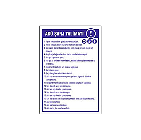 TKS 396 Akü Şarj Talimatı Levhası