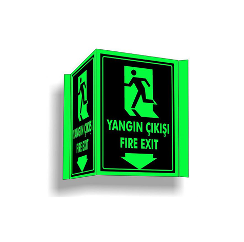 TKS 477 Yangın Çıkışı Fire Exit Fosforlu Panoramik Levhası