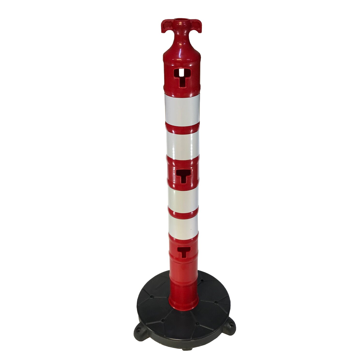 TKS 536 110 mm Çakıl Tabanlı T Başlıklı Kırmızı-Beyaz Uyarı Dikmesi